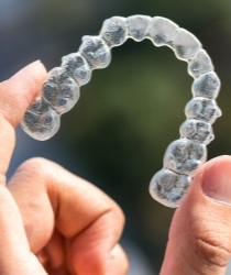 Clear aligner on a dental mold.